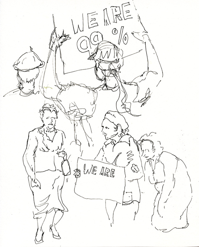 character sketches from an occupy demonstration done in Micron ink pen 
