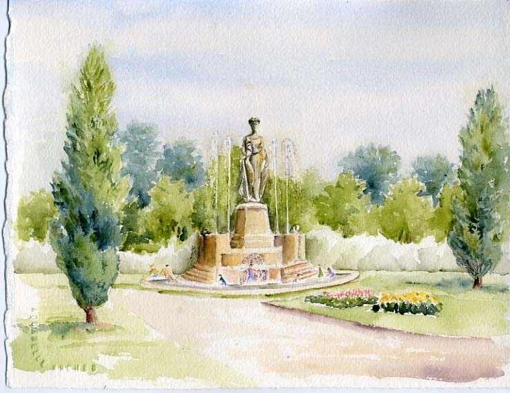 Watercolor painting by Karla Beatty. Entrance to City Park.