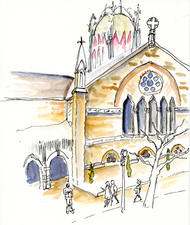 Watercolor painting of the Old South Church in Boston