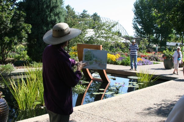 Teaching a watercolor class of the conservatory at Denver Botanic Gardens.